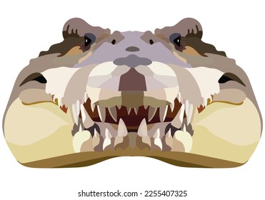 Crocodile head. The portrait of an alligator is depicted on a white background. Vector graphics.