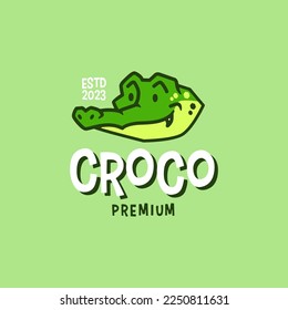 crocodile head retro cartoon logo vector illustration
