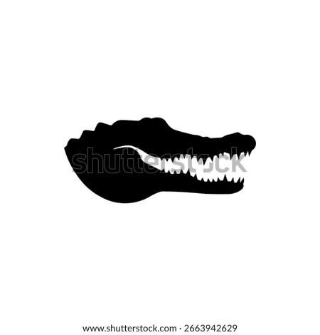 Crocodile head silhouette vector flat design on white background.