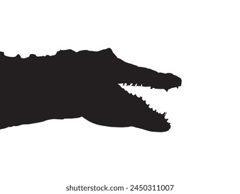 Crocodile head silhouette vector illustration on white background. Black crocodile crocodile silhouette icon art.