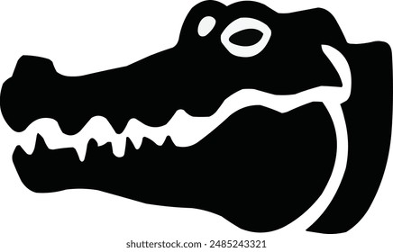 Ilustración vectorial de silueta de cabeza de cocodrilo con fondo blanco