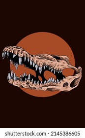 Crocodile head skull vector illustration