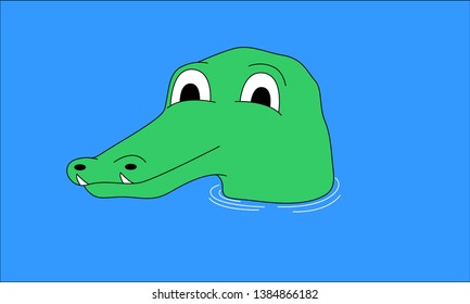 Crocodile head in water vector illustration
