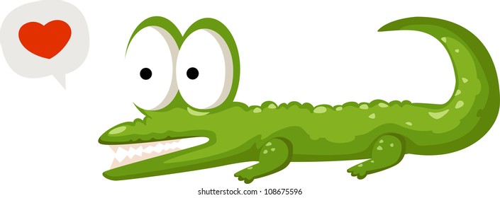 crocodile and heart vector Illustration