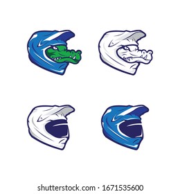 crocodile helmet cross logo mascot