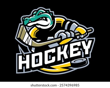 CROCODILE HOCKEY SPORT MASCOT LOGO