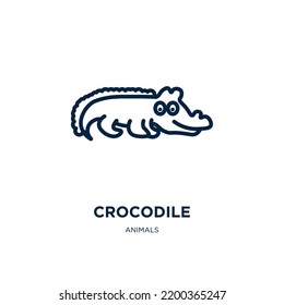crocodile icon from animals collection. Thin linear crocodile, animal, wildlife outline icon isolated on white background. Line vector crocodile sign, symbol for web and mobile