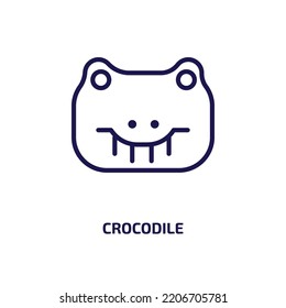 Crocodile Icon From Animals Collection. Thin Linear Crocodile, Alligator, Nature Outline Icon Isolated On White Background. Line Vector Crocodile Sign, Symbol For Web And Mobile