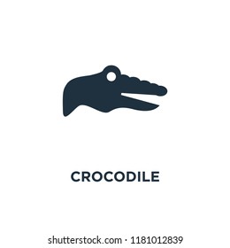 Crocodile icon. Black filled vector illustration. Crocodile symbol on white background. Can be used in web and mobile.