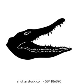 Crocodile icon in black style isolated on white background. Realistic animals symbol stock vector illustration.