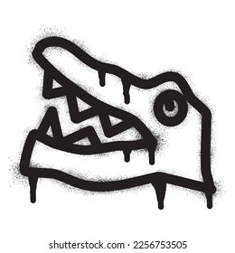 Crocodile icon graffiti with black spray paint. Vector illustration