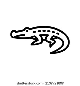 Crocodile Icon. Line Art Style Design Isolated On White Background