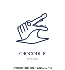 Crocodile icon. Crocodile linear symbol design from Animals collection. Simple outline element vector illustration on white background.