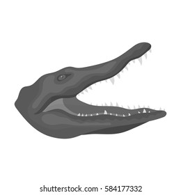 Crocodile icon in monochrome style isolated on white background. Realistic animals symbol stock vector illustration.