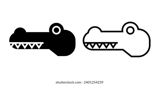 crocodile icon, sign, or symbol in glyph and line style isolated on transparent background. Vector illustration	
