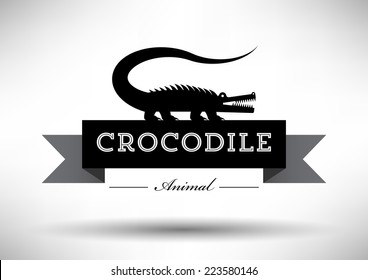 Crocodile Icon with Typographic Design