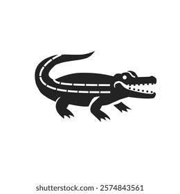 crocodile icon, white background crocodile silhouette, crocodile logo 