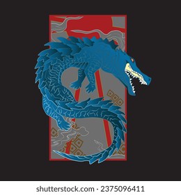 crocodile illustration design for sukajan is mean japan traditional cloth or t-shirt with digital hand drawn Embroidery Men T-shirts Summer Casual Short Sleeve Hip Hop T Shirt Streetwear