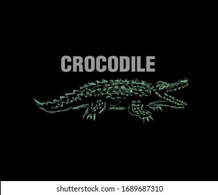 crocodile illustration with scribble art or digital hand drawn for background or t-shirt design