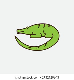 crocodile illustration simple logo design vector