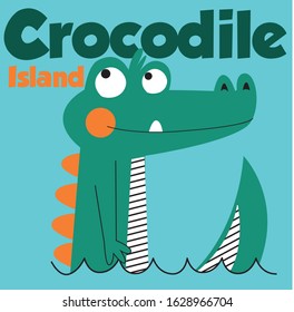 Crocodile illustration vector for print. s. Can be used for baby t-shirt print, fashion print design, kids wear, baby shower celebration greeting and invitation card.