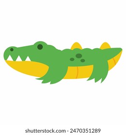 Crocodile inflatable pool float vector cartoon illustration isolated on a white background.