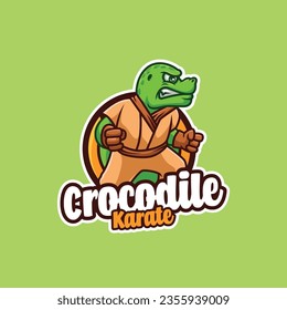 Crocodile Karate Cartoon Mascot Logo Design