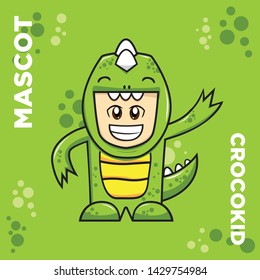 Crocodile Kid Mascot Logo. Good for Social, Business, and Sport Company. 