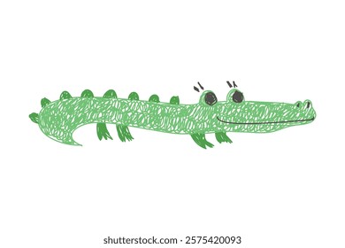 Crocodile as Kids Doodle Simple Hand Drawn Element Vector Illustration