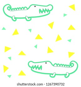Crocodile kids pattern in scandinavian style