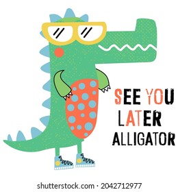 Crocodile Kids T Shirt Design Vector Illustration