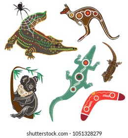 
Crocodile koala spider kangaroo lizard boomerang