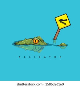crocodile in a lake illustration