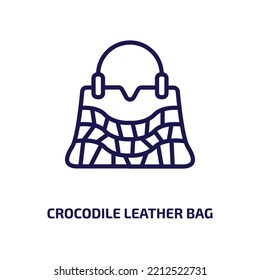 crocodile leather bag icon from culture collection. Thin linear crocodile leather bag, bag, leather outline icon isolated on white background. Line vector crocodile leather bag sign, symbol for web 