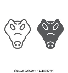 Crocodile line and glyph icon, animal and zoo, reptile sign vector graphics, a linear pattern on a white background, eps 10.