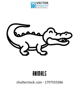 Crocodile line icon, outline vector sign. Animal concept. Eps 10 vector illustration.