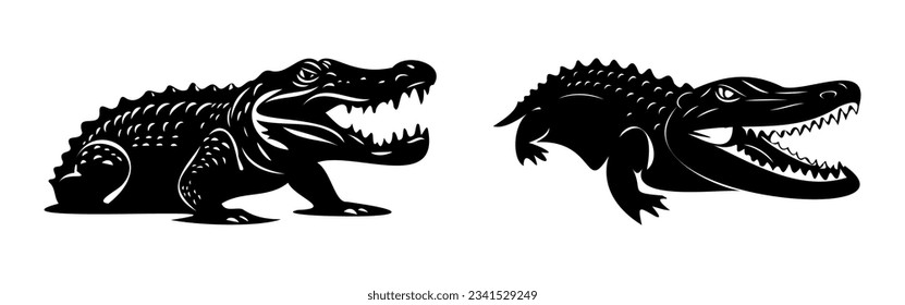 Crocodile line icon. Skin, alligator, teeth, predator, nile, reptile, mouth, tail, animal. Black vector icons on a white background for Business