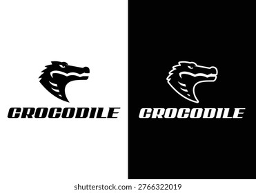 Crocodile Logo Aggressive Reptile Head Minimalist Design Vector Illustration