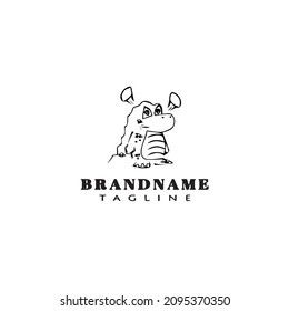 crocodile logo cartoon icon design cute black modern isolated vector illustration