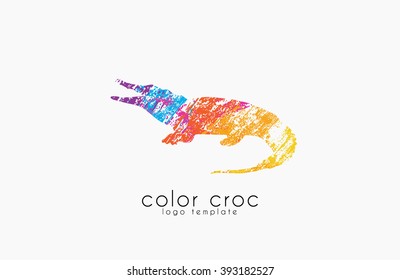 crocodile logo design. color croc. animal logo.