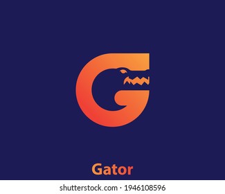 crocodile logo design, letter G with negative space head crocodile