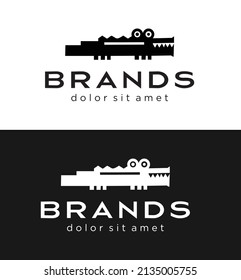 Crocodile logo design template symbol of alligator Vector silhouette black