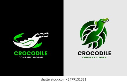 Crocodile logo icon graphic design sample, sea rivers crocodile hunter modern natural symbol