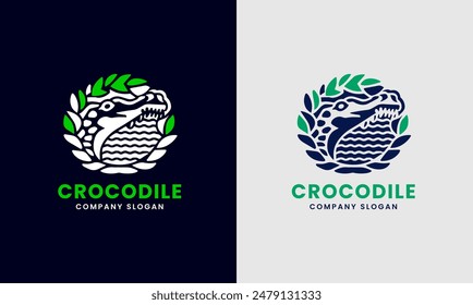 Crocodile logo icon graphic design sample, sea rivers crocodile hunter modern natural symbol