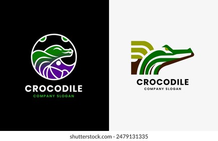 Crocodile logo icon graphic design sample, sea rivers crocodile hunter modern natural symbol