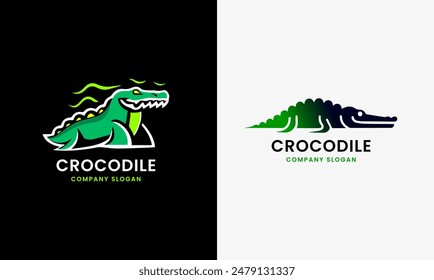 Crocodile logo icon graphic design sample, sea rivers crocodile hunter modern natural symbol