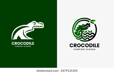 Crocodile logo icon graphic design sample, sea rivers crocodile hunter modern natural symbol