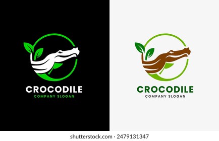 Crocodile logo icon graphic design sample, sea rivers crocodile hunter modern natural symbol