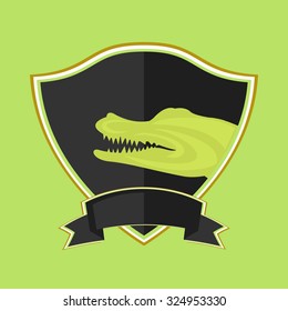 crocodile logo on the shield. space for inscriptions or company team
