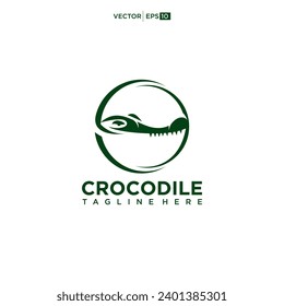 Logo del cocodrilo, reptil cocodrilo, vector del cocodrilo vicioso